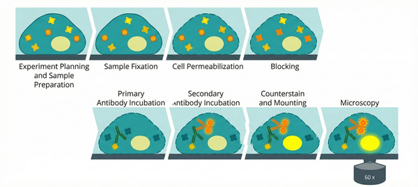  Immunofluorescence staining workflow illustration.