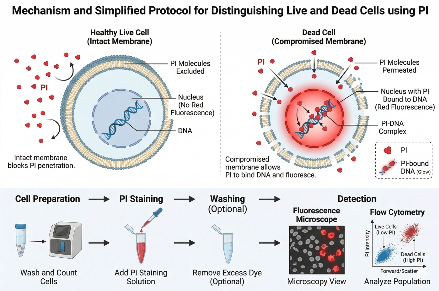 Propidium Iodide (PI) Fluorescent Staining Protocols: Apoptosis Detection Dye