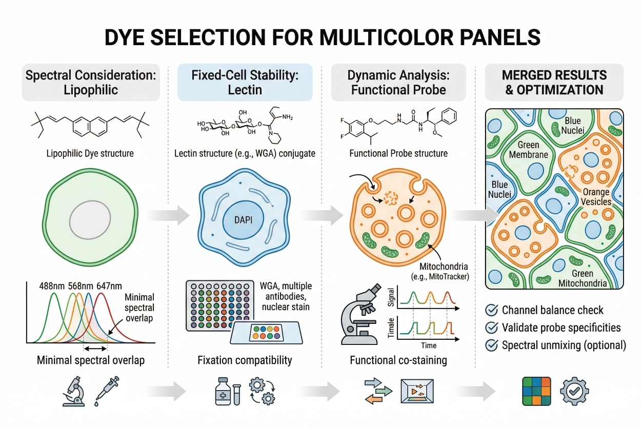 multicolor imaging design with membrane staining and organelle dyes