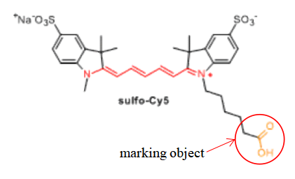 The structural formula of Sulfo-Cyanine5 